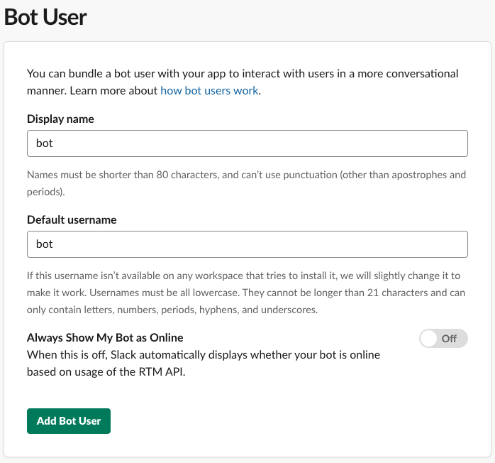 Add Bot User