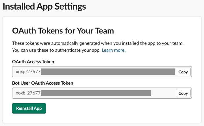 Installed App Settings